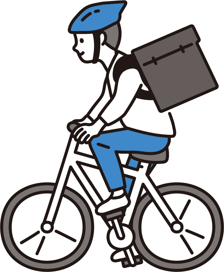 自転車デリバリーをする男性のイラスト 商用可 フリーイラスト素材 ソコスト