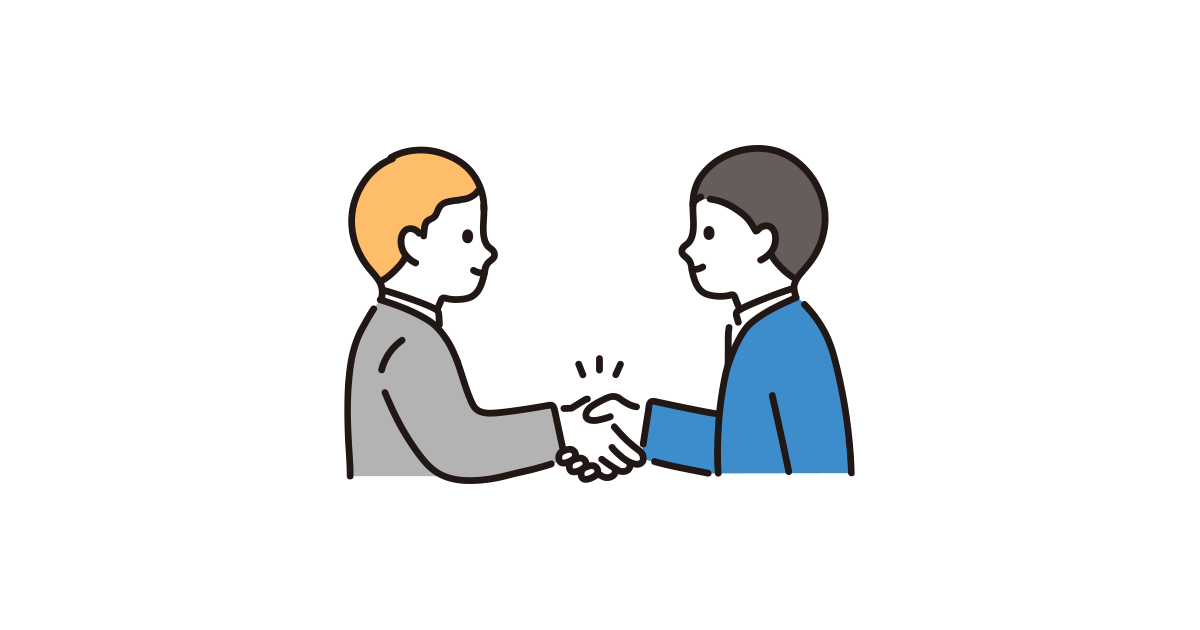 商談成立（男性）のイラスト｜商用可・フリーイラスト素材｜ソコスト