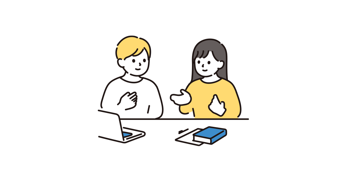 会話をする大学生のイラスト｜商用可・フリーイラスト素材｜ソコスト 