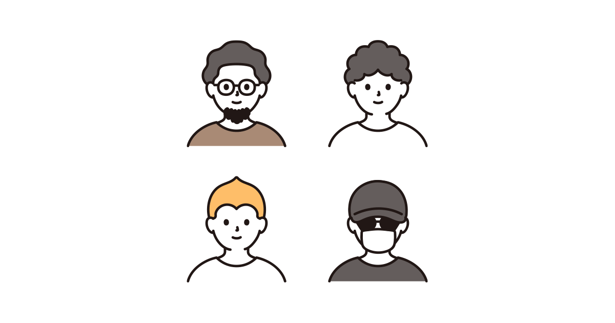 色々な人(顔)のイラスト|商用可・フリーイラスト素材|ソコスト