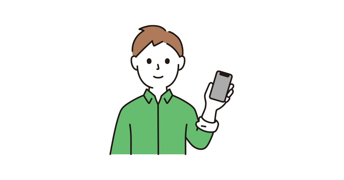 スマホをもつ男性のイラスト フリーイラスト素材集ソコスト