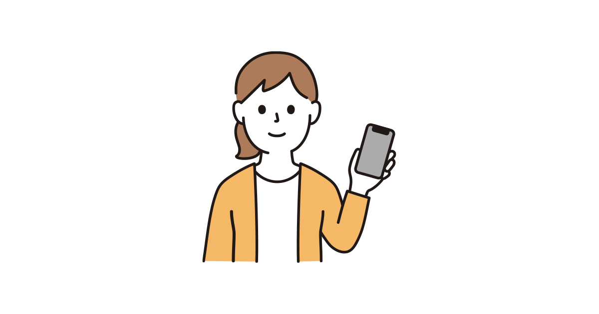 スマホをもつ女性のイラスト フリーイラスト素材集ソコスト