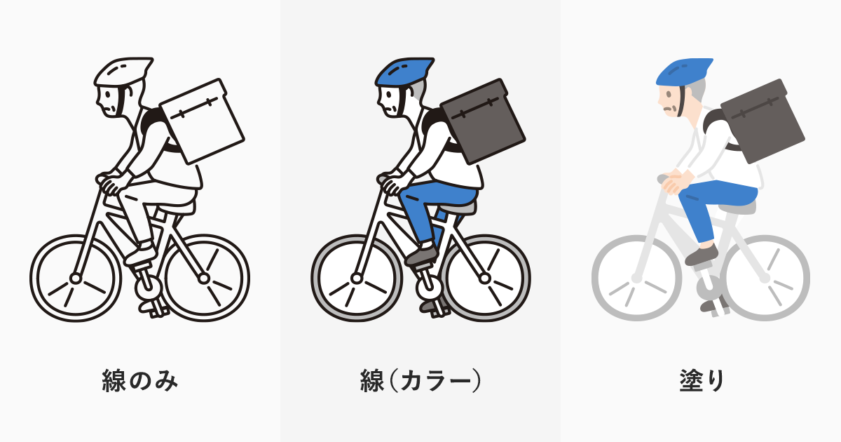 自転車デリバリーをする男性のイラスト フリーイラスト素材集 ソコスト