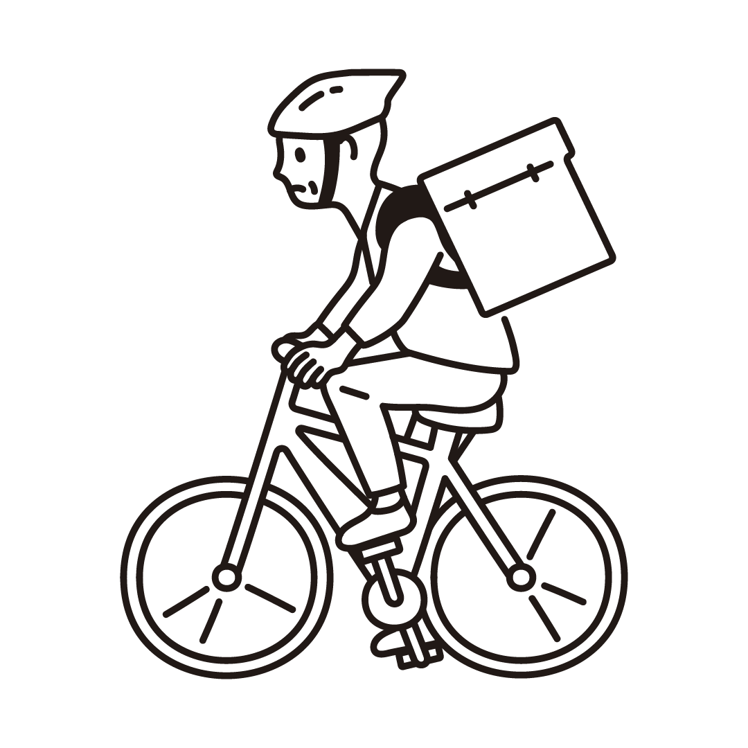 自転車デリバリーをする男性のイラスト フリーイラスト素材集 ソコスト