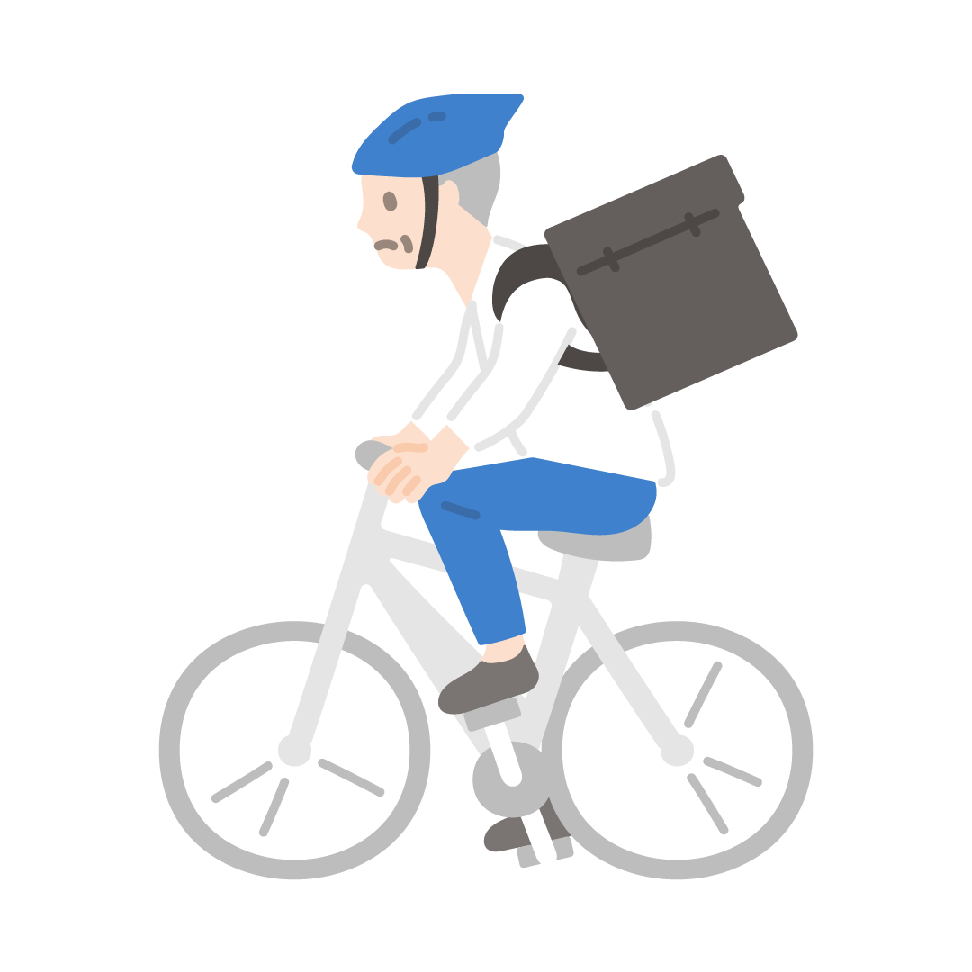 自転車デリバリーをする男性のイラスト フリーイラスト素材集 ソコスト