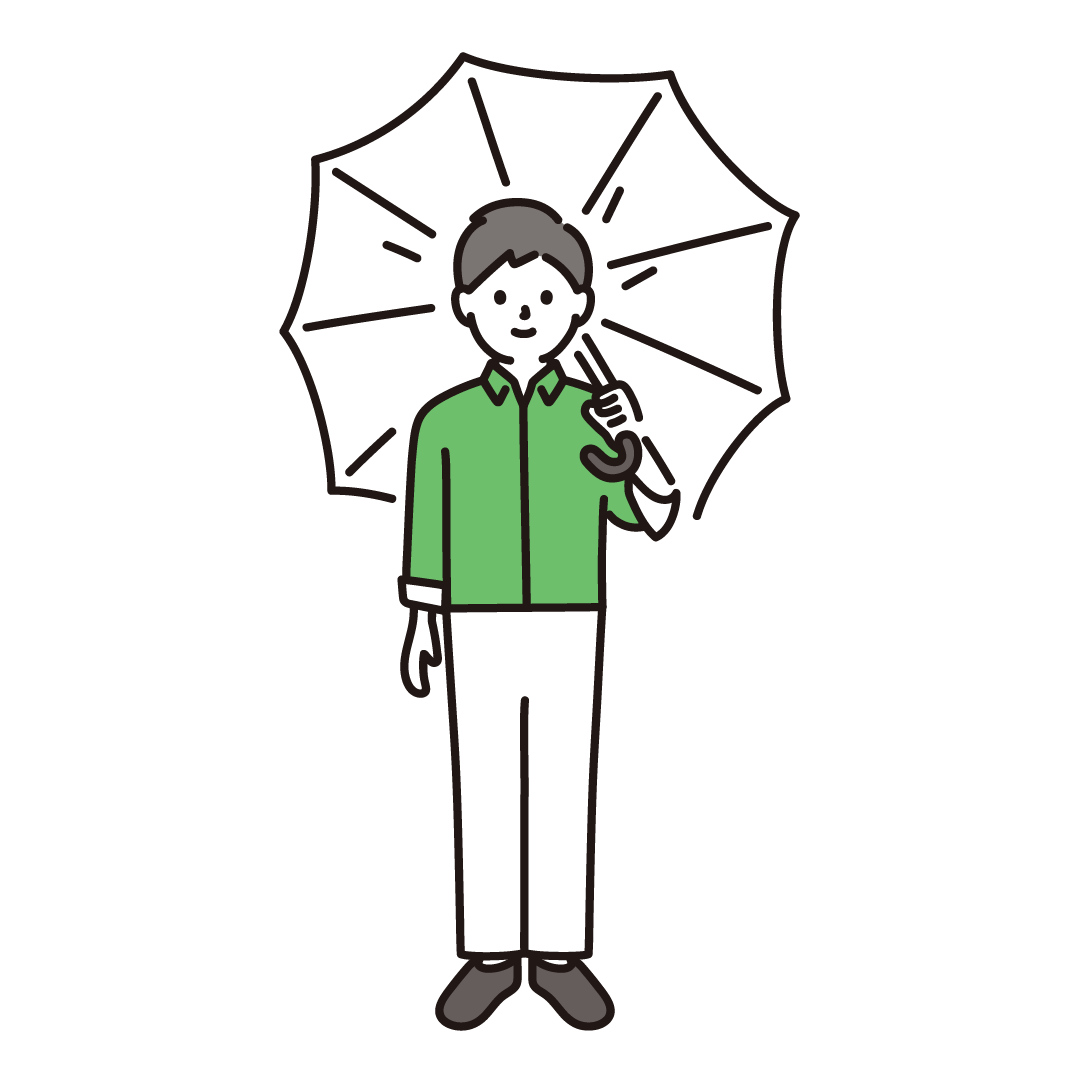 傘をさす男性のイラスト