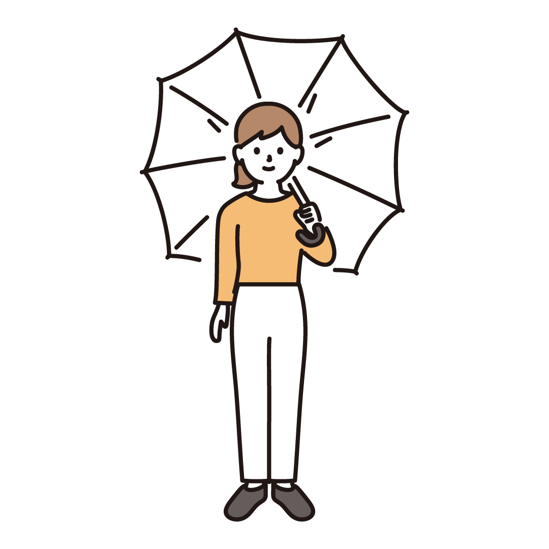 傘をさす女性のイラスト