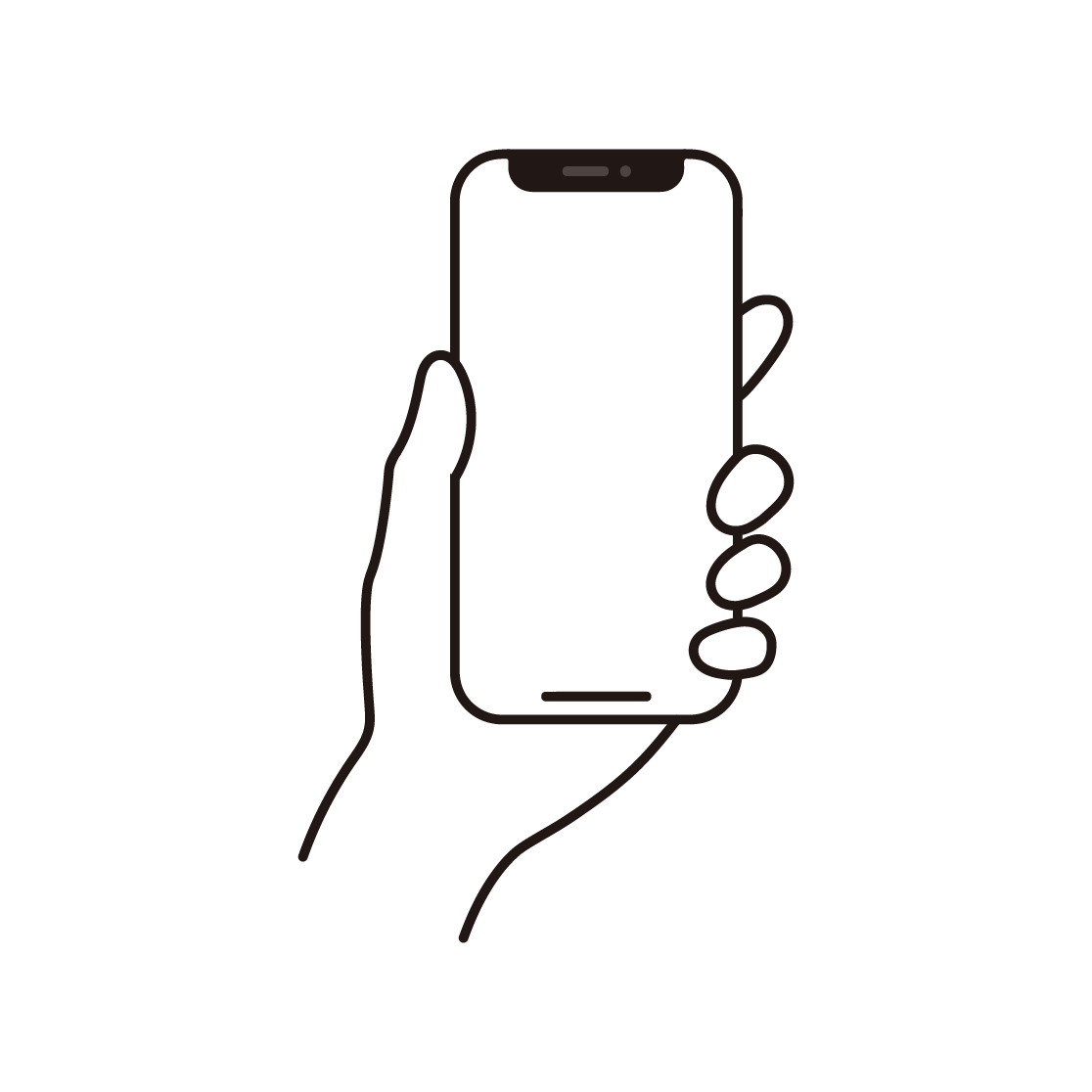 スマートフォンを持つ手