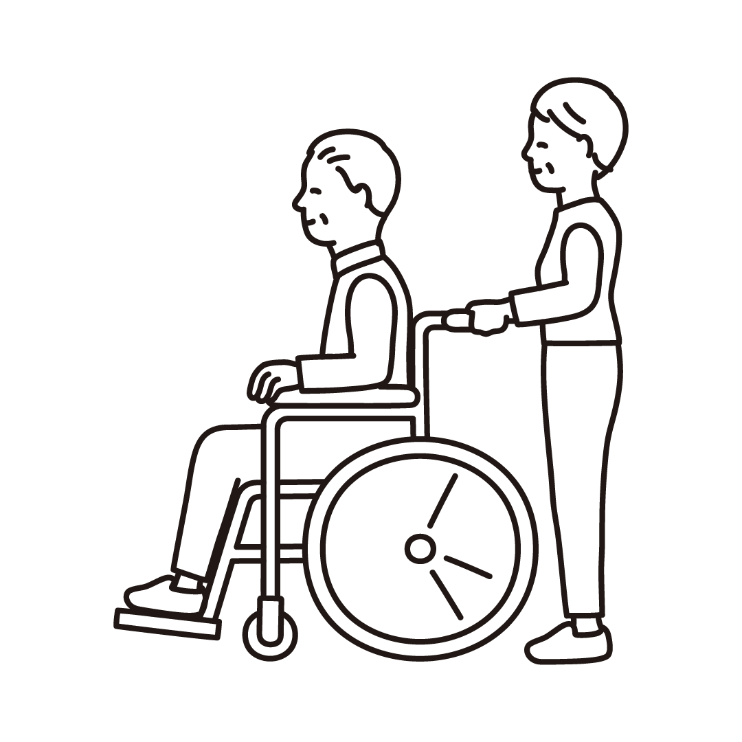車椅子を押すシニア夫婦のイラスト フリーイラスト素材集 ソコスト