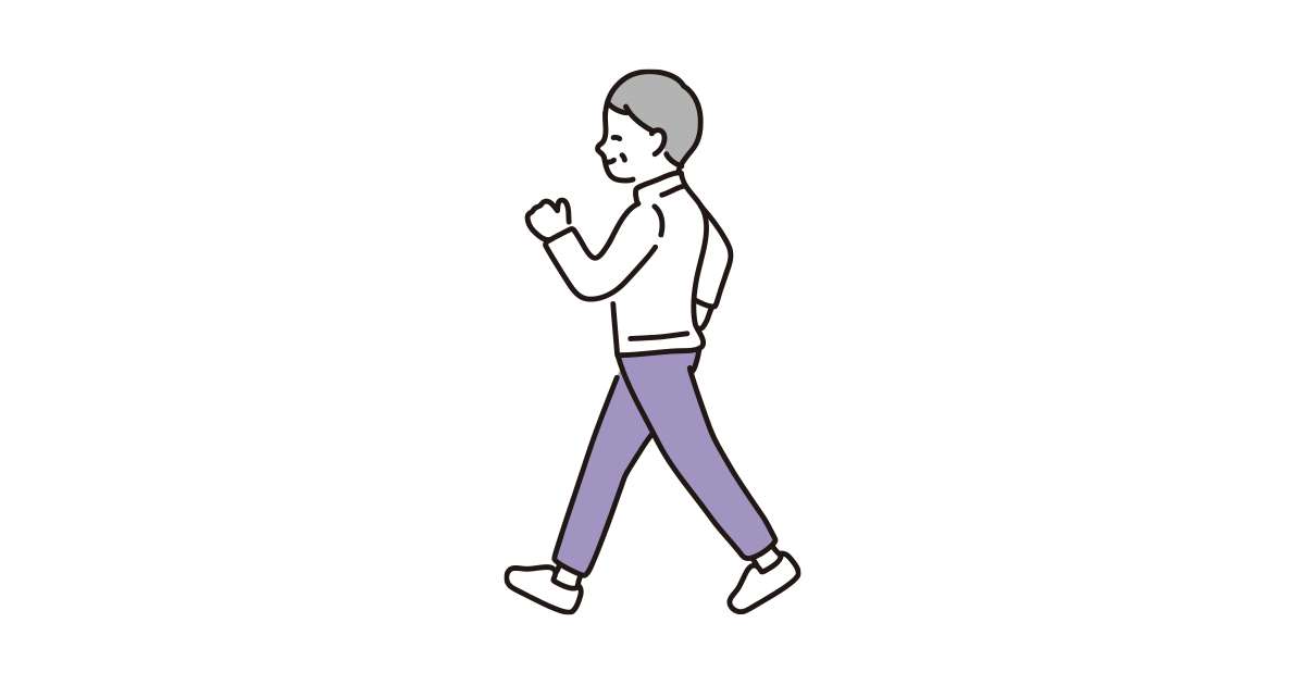 ウォーキングをするシニア女性のイラスト フリーイラスト素材集ソコスト