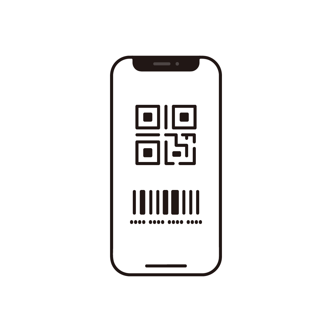 QRコードが表示されたスマホのイラスト