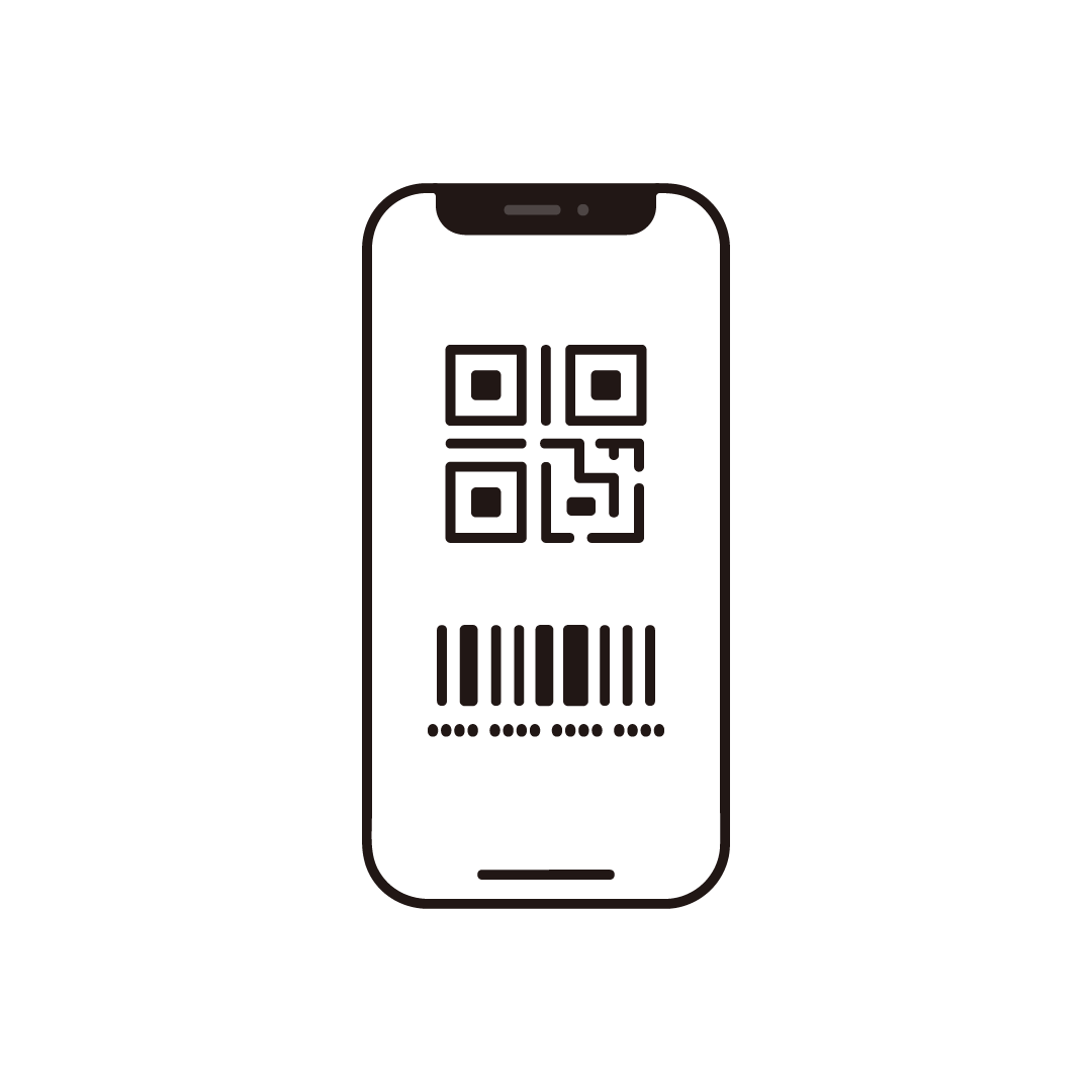 QRコードが表示されたスマホ