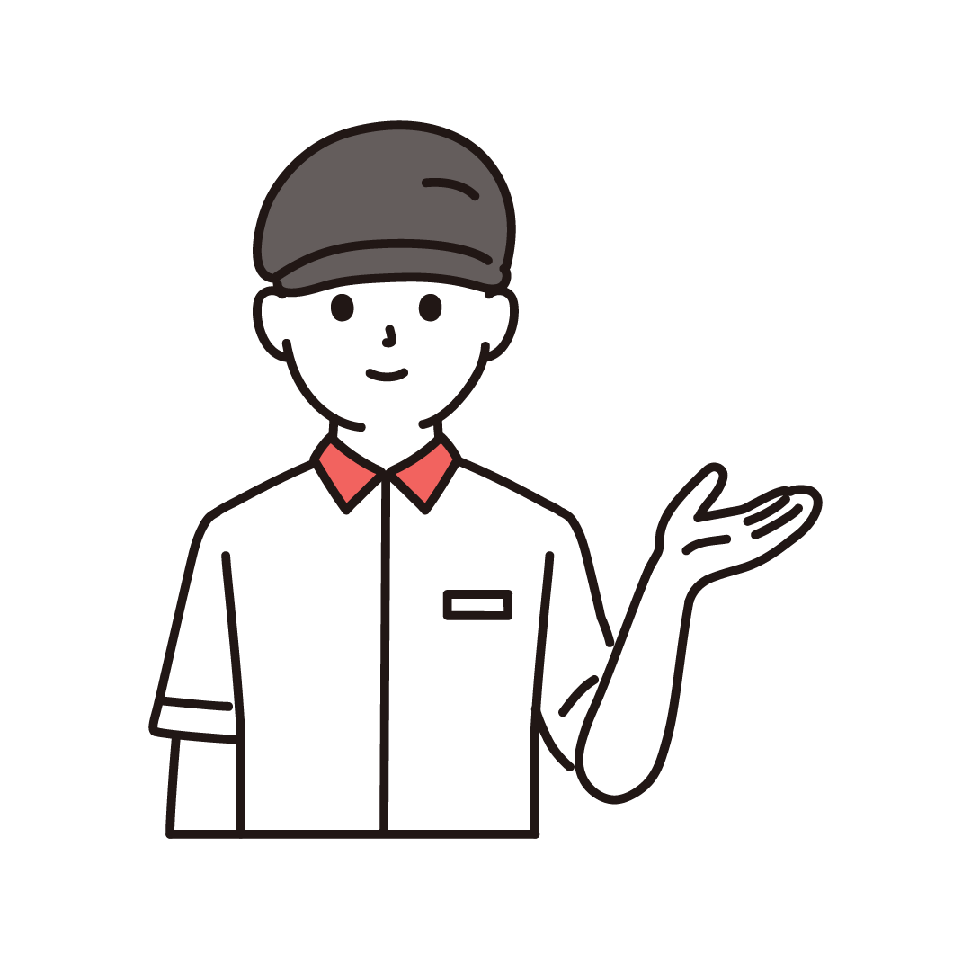 ファーストフードの男性店員（上半身）