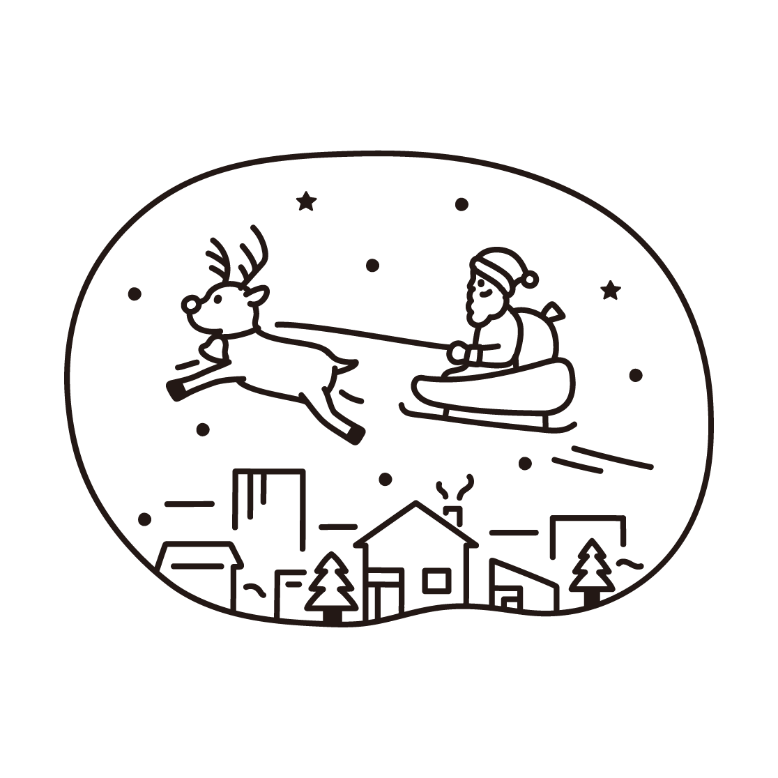 クリスマス サンタとトナカイ のイラスト フリーイラスト素材集 ソコスト