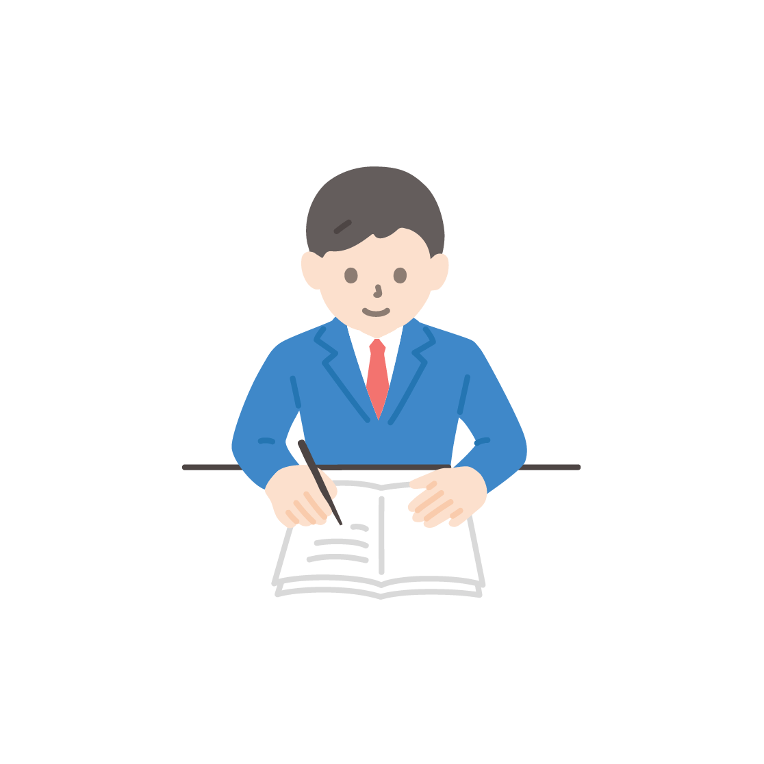 勉強をする男子学生のイラスト｜フリーイラスト素材集 ソコスト