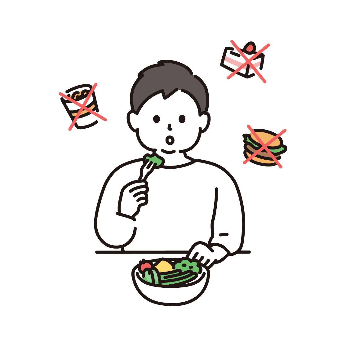 食事制限（ダイエット）をする男性