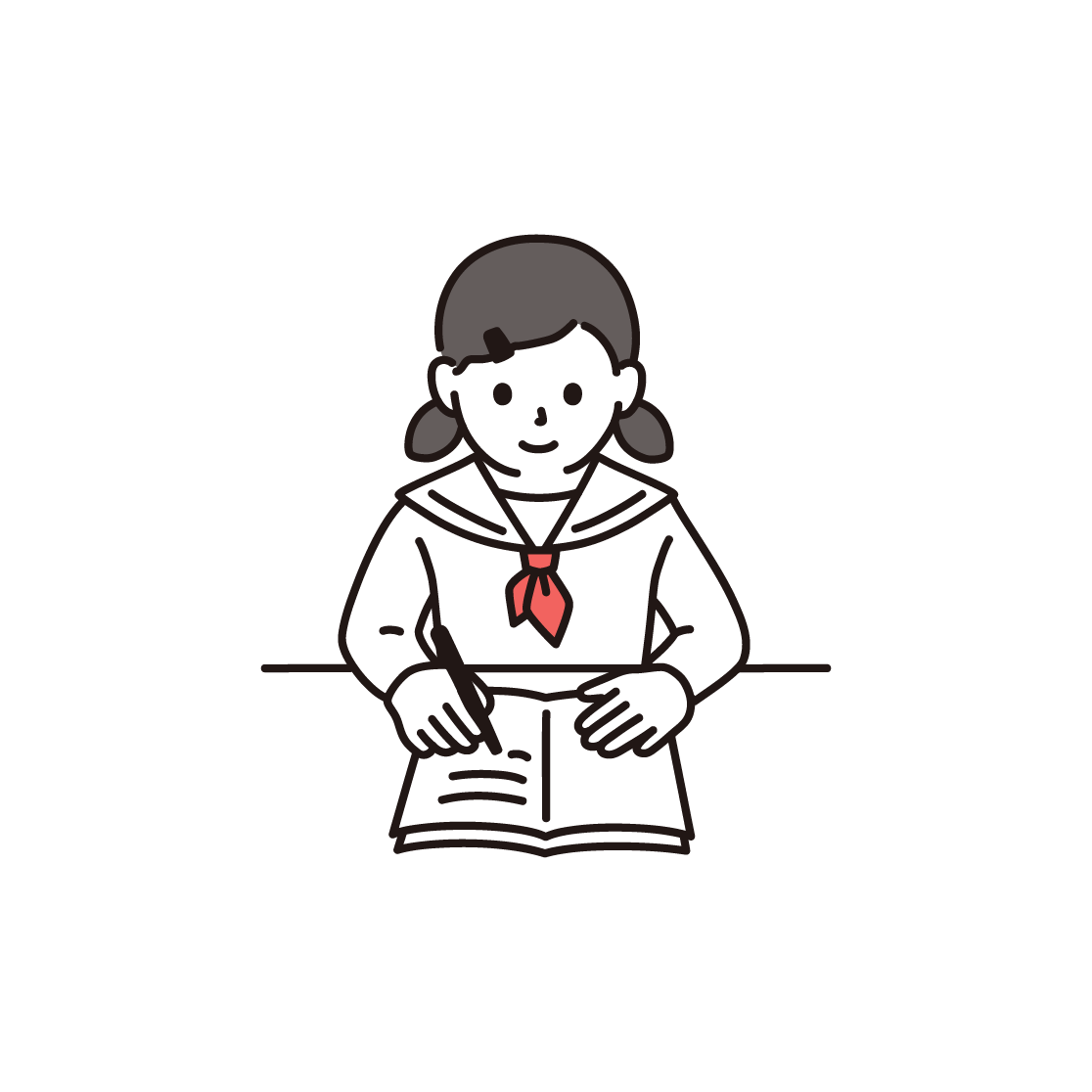 勉強をする女子学生