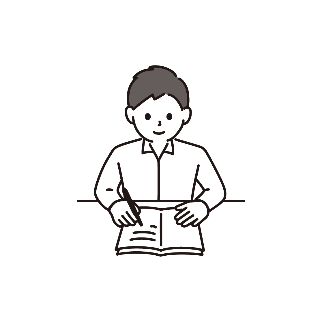 勉強をする男性