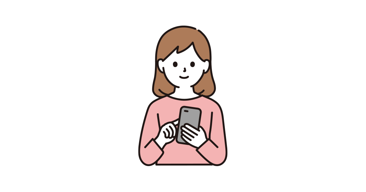 スマホを使う女性のイラスト フリーイラスト素材集 ソコスト