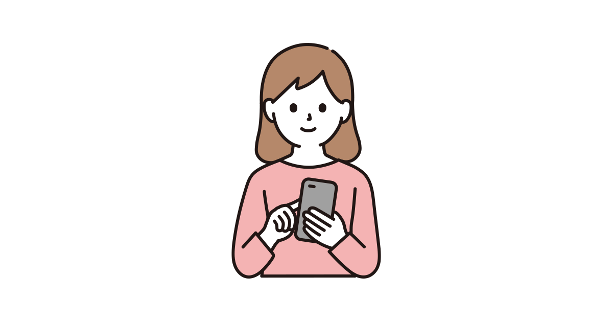 スマホを使う女性のイラスト 商用可 フリーイラスト素材 ソコスト