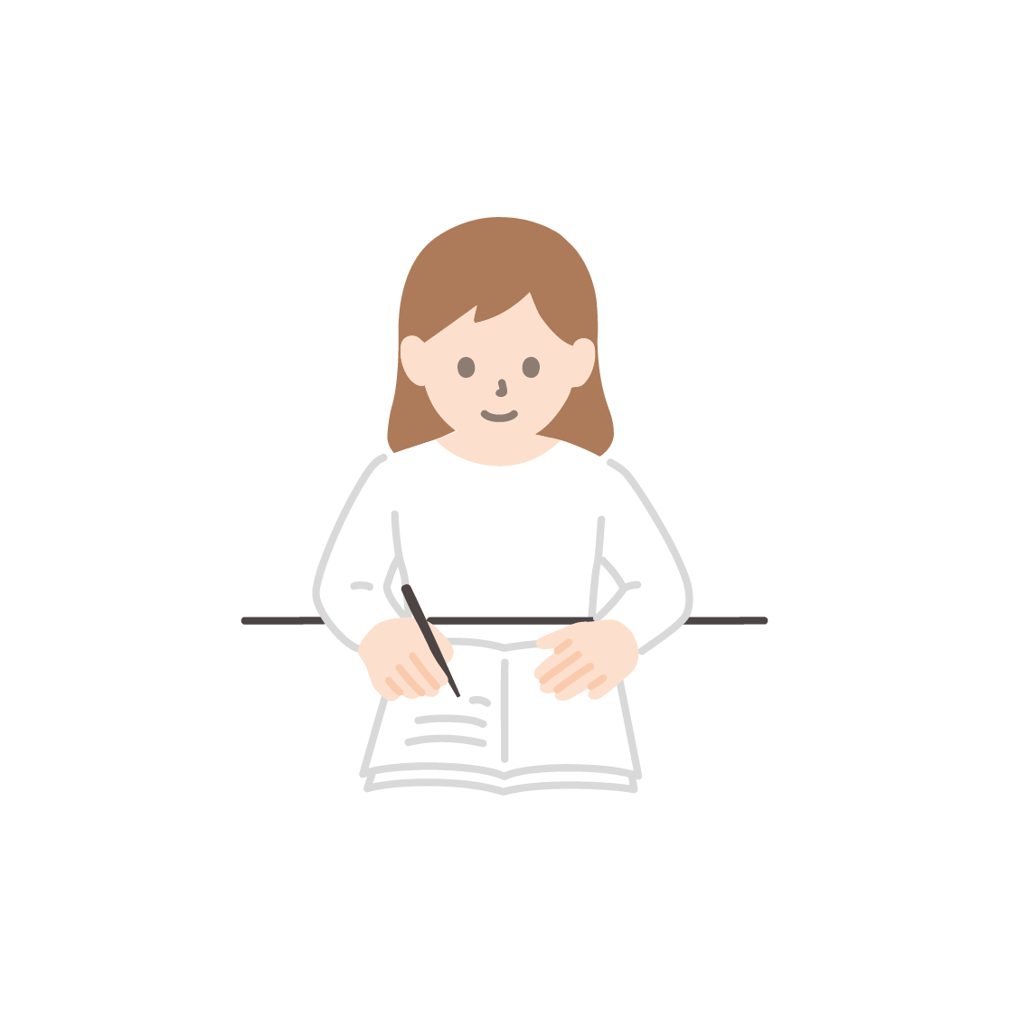 勉強をする女性のイラスト｜フリーイラスト素材集 ソコスト