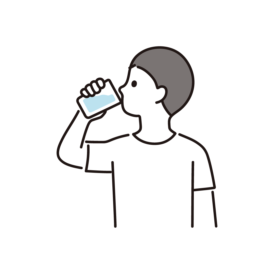 水を飲む男性のイラスト