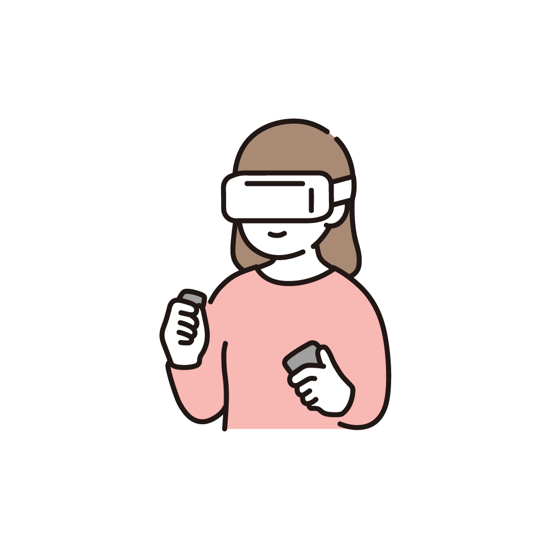 VRヘッドをつける女性のイラスト