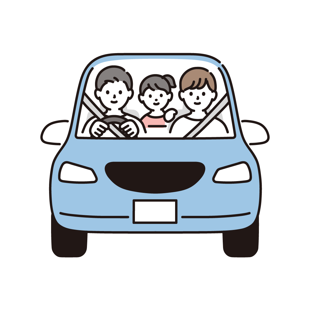 車を運転する家族のイラスト