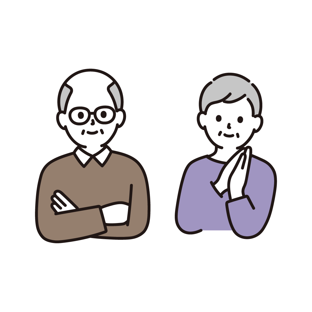 解決した表情の男女（シニア）