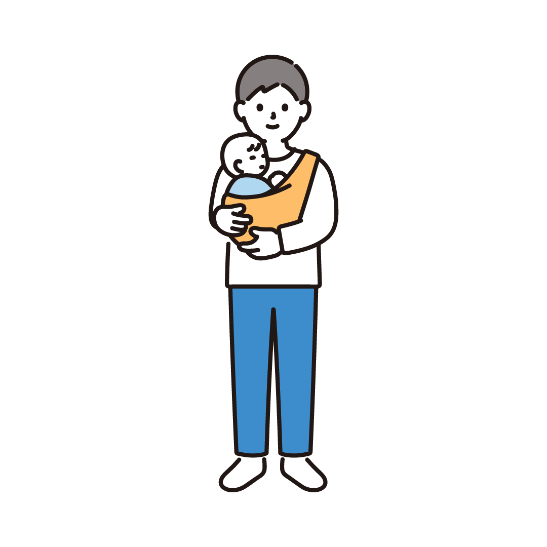 赤ちゃんを抱っこする男性のイラスト