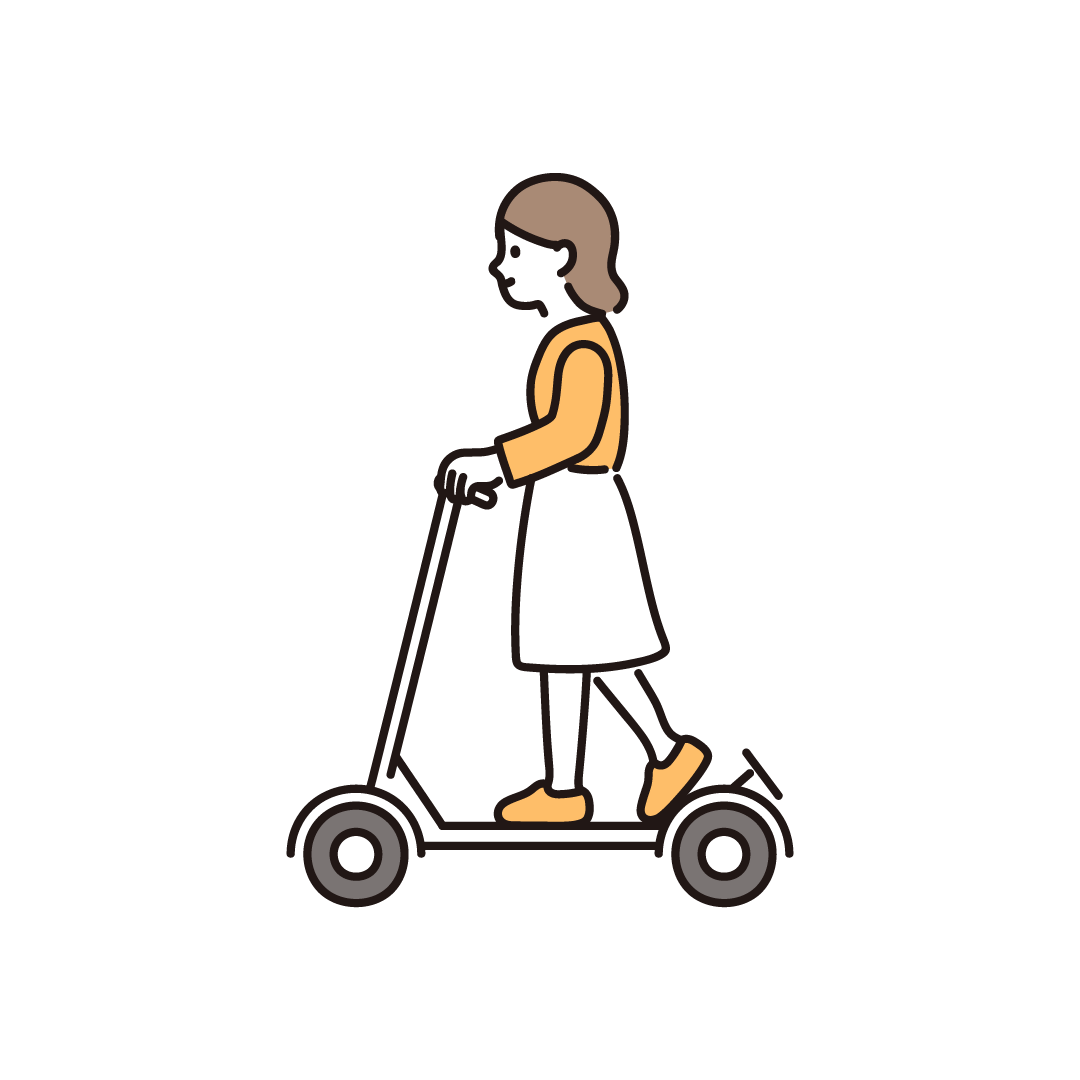 電動キックボードに乗る女性のイラスト