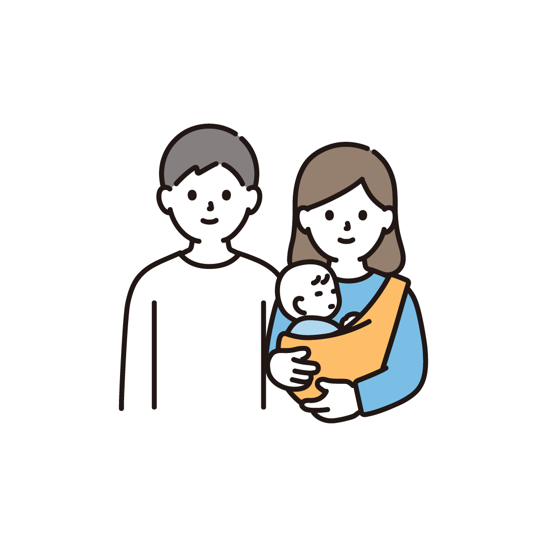 3人家族（夫婦＋赤ちゃん）のイラスト