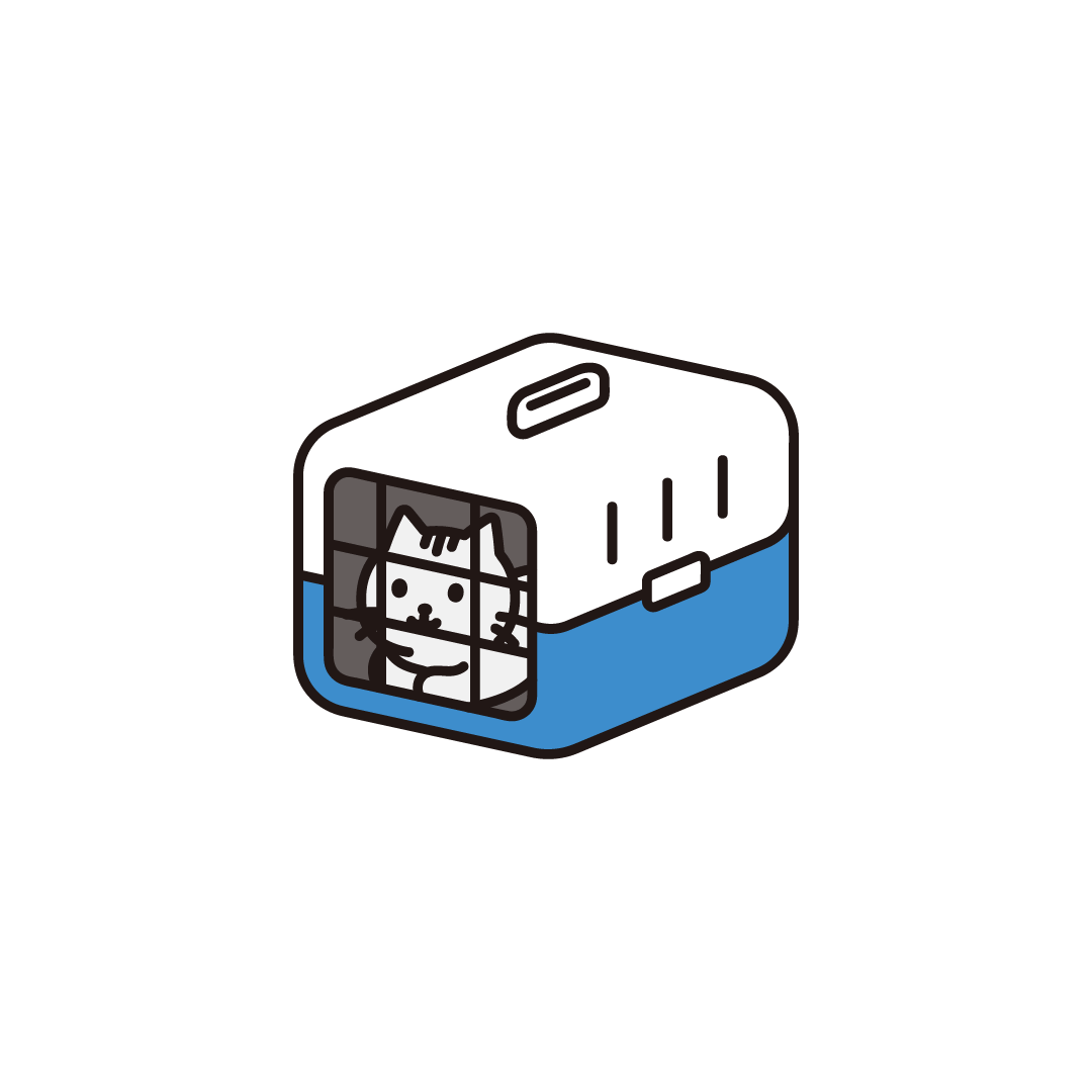 クレートに入った猫