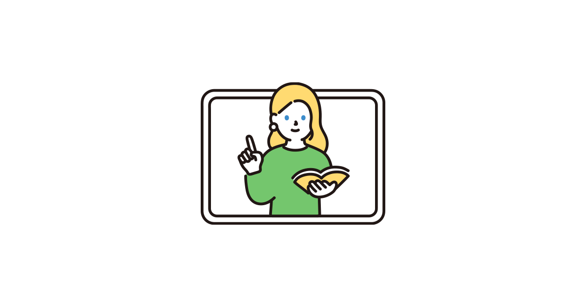 英会話オンラインレッスン（タブレット）のイラスト｜商用可・フリー