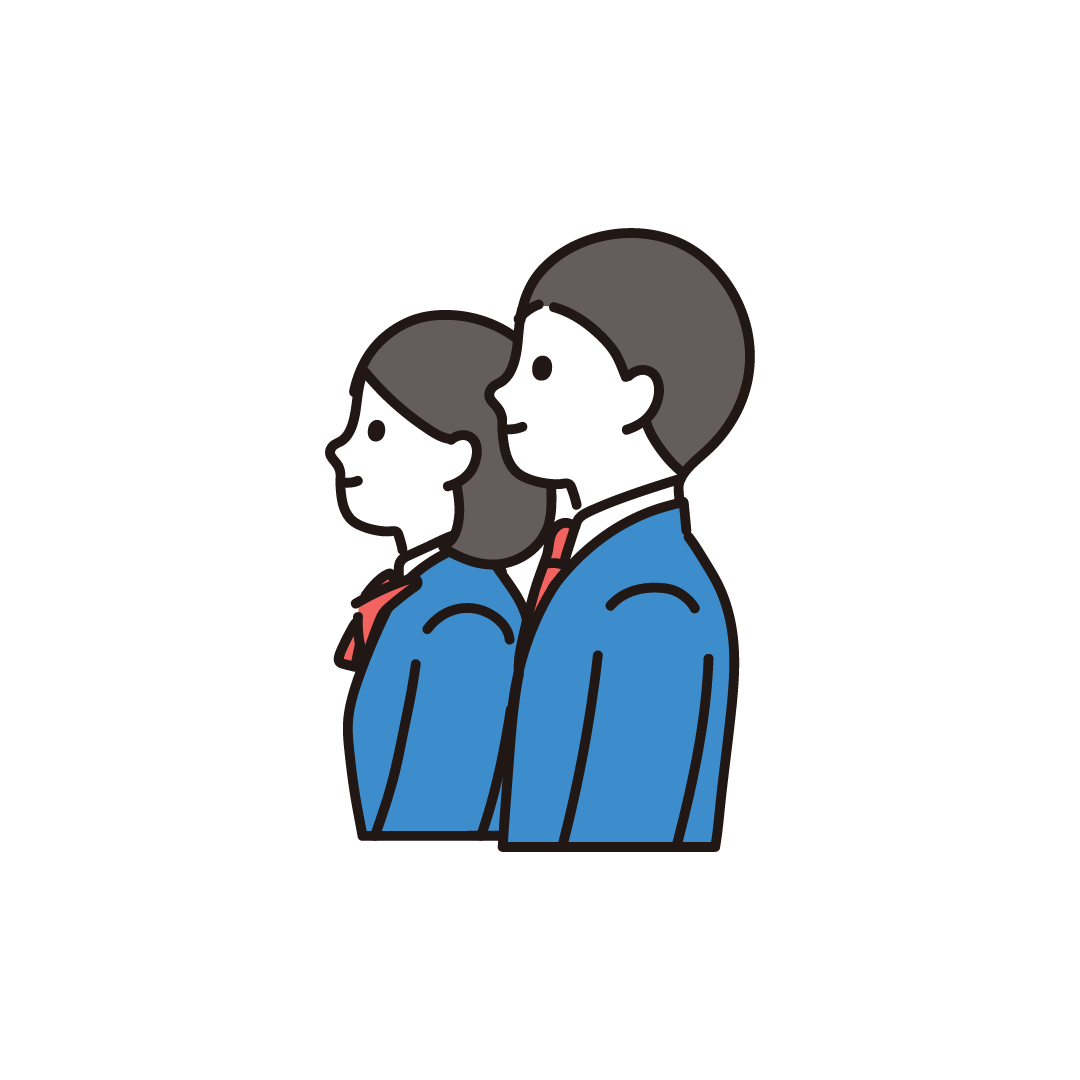 未来を見つめる男女の学生