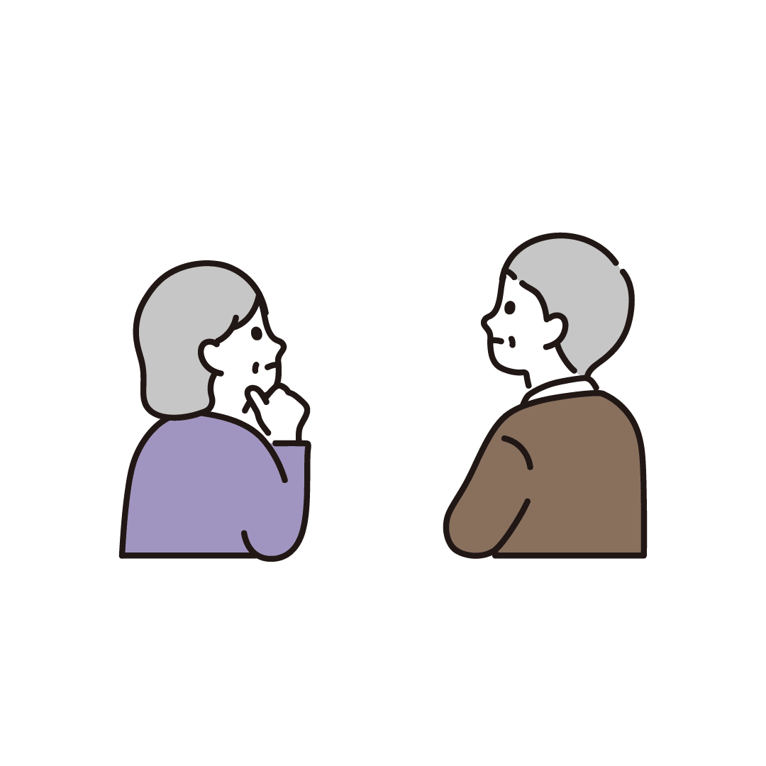 考えるシニア（後ろ）