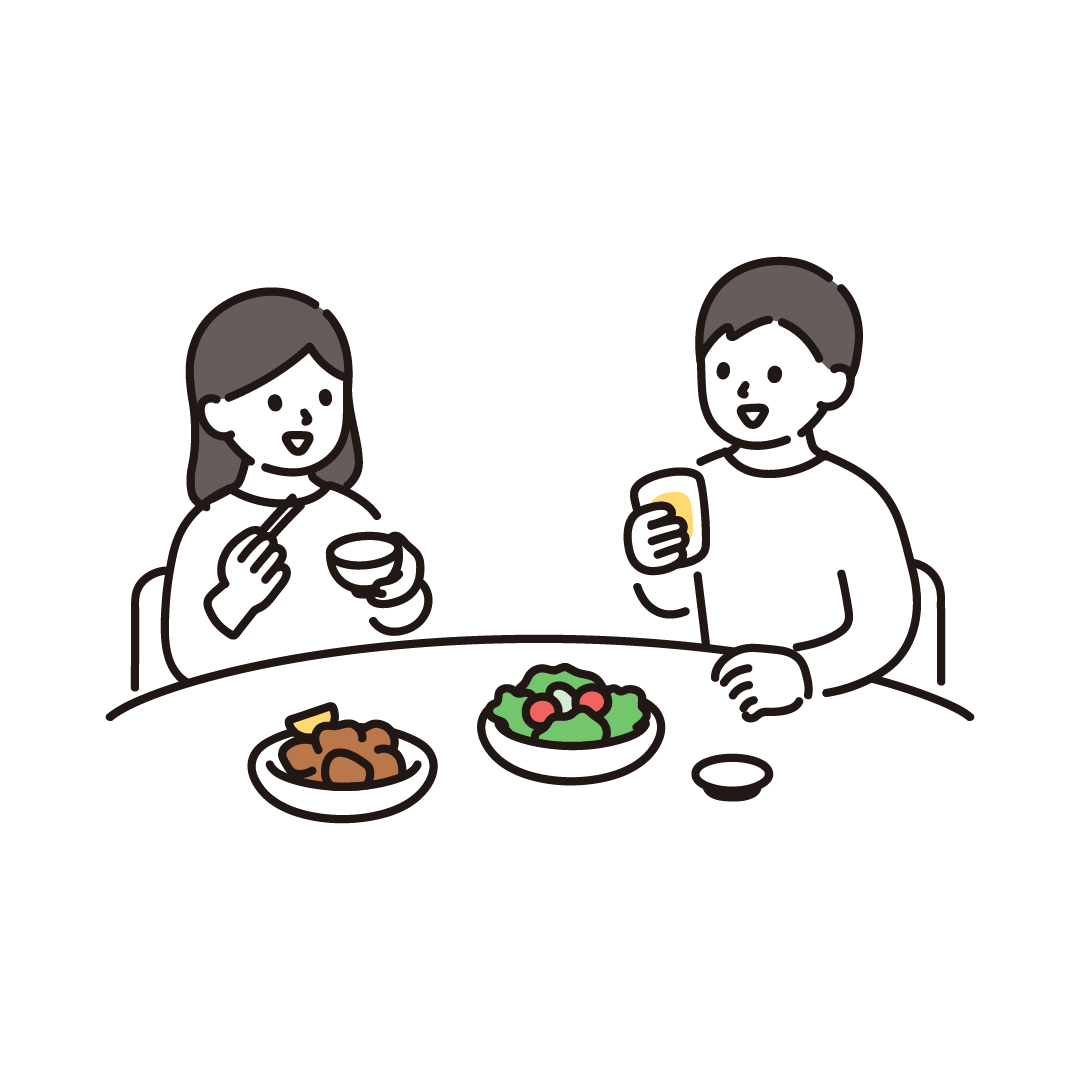 食事をする男女