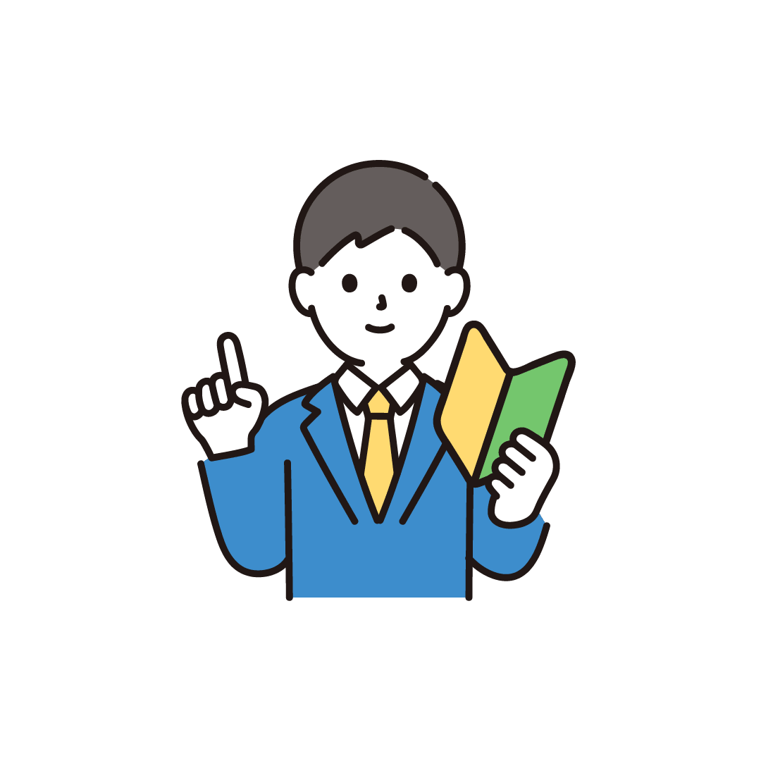 初心者マークを持つ学生（指さし）