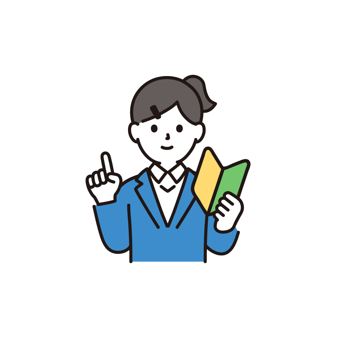 初心者マークを持つ学生（指さし）