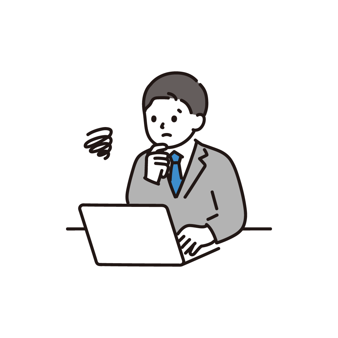 パソコンをするビジネス男性（ネガティブ）のイラスト