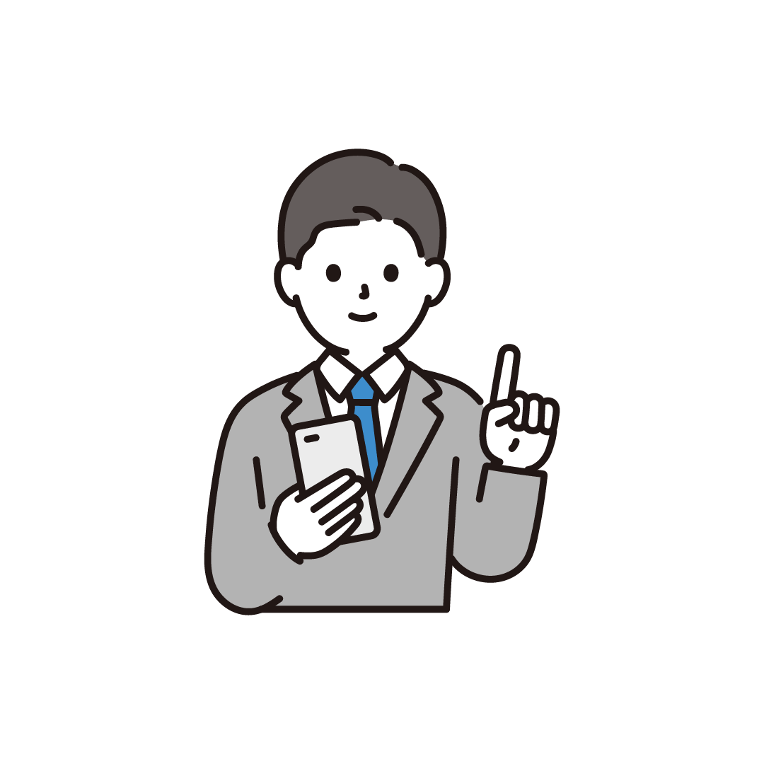 スマホ・指をさすビジネスパーソン