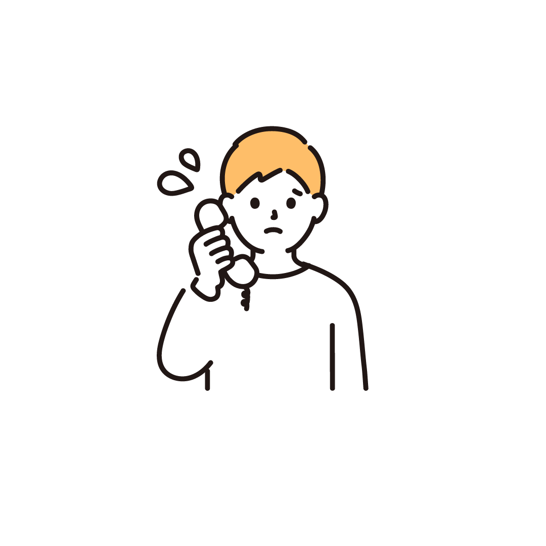 電話をする男性（困る）のイラスト