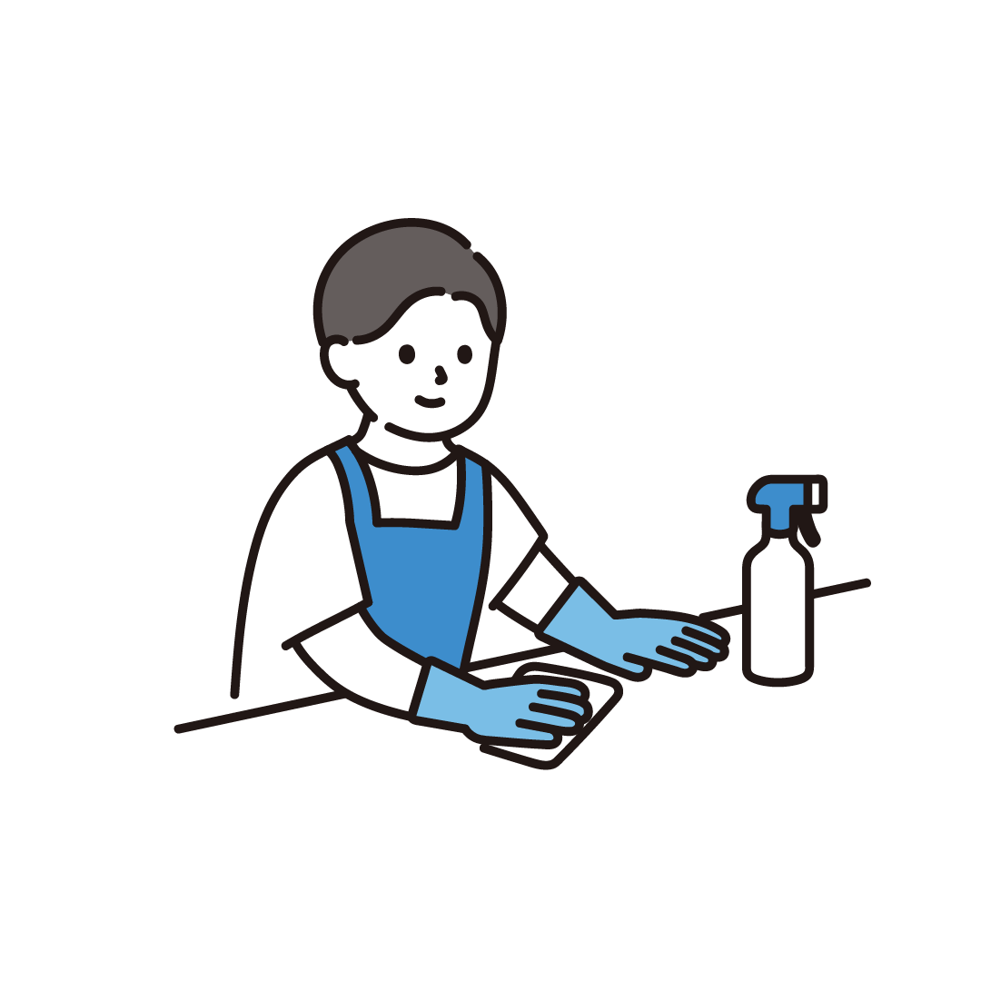 掃除をする男性