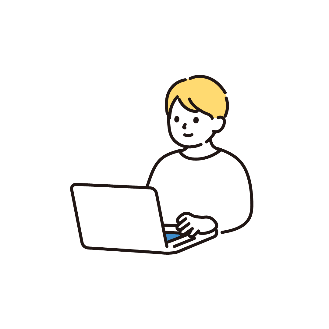 パソコンを使う大学生（男性）