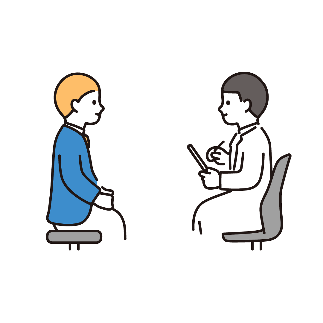 診察をうける学生（男性）