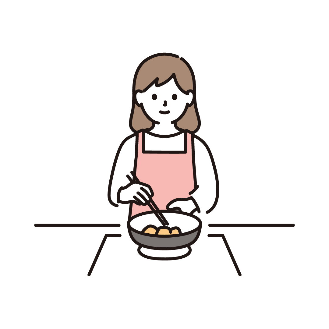 料理をする女性のイラスト