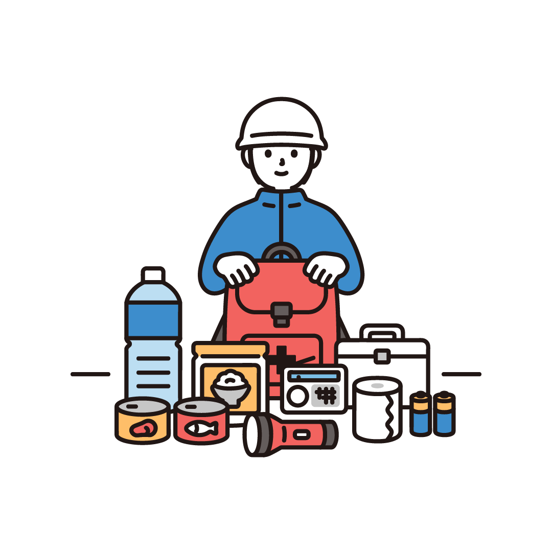 防災グッズを準備する人