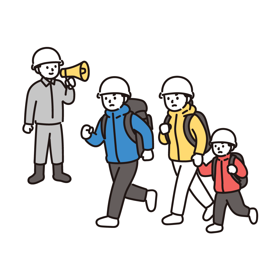 避難する人と誘導する人