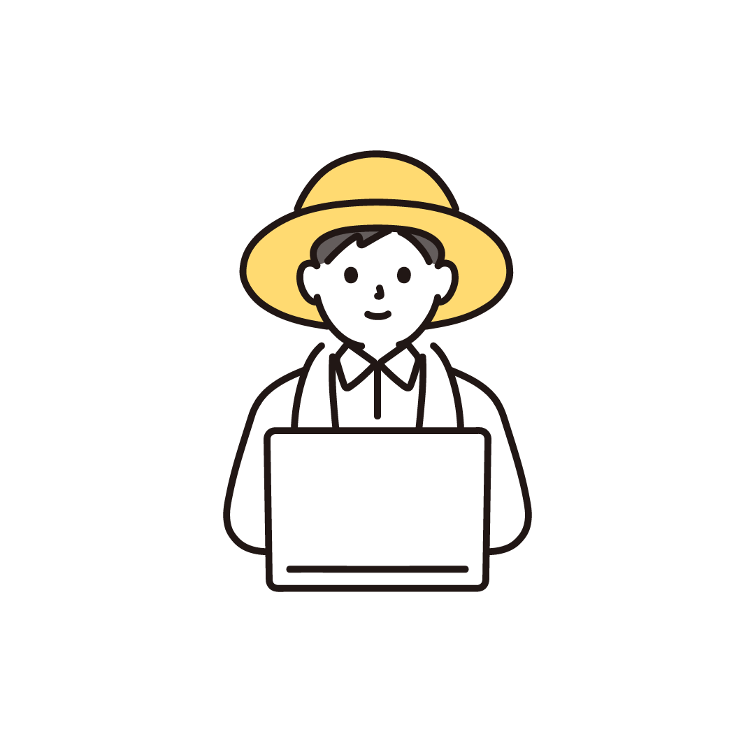 パソコンを使う農家の男性