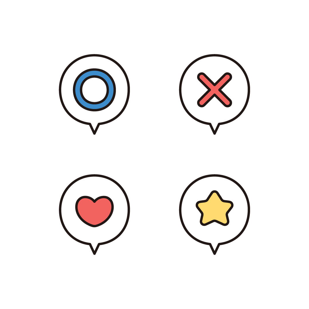 マル・バツ・ハート・星の吹き出し